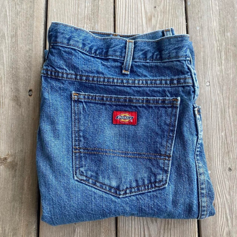 Dickies Mens Blue Denim Straight Leg Jeans Workwear Grunge Utility